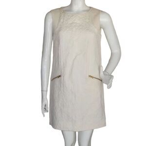 J. CREW Shift Dress, S, Ivory/Cream, Jacquard, Sleeveless, Pockets!